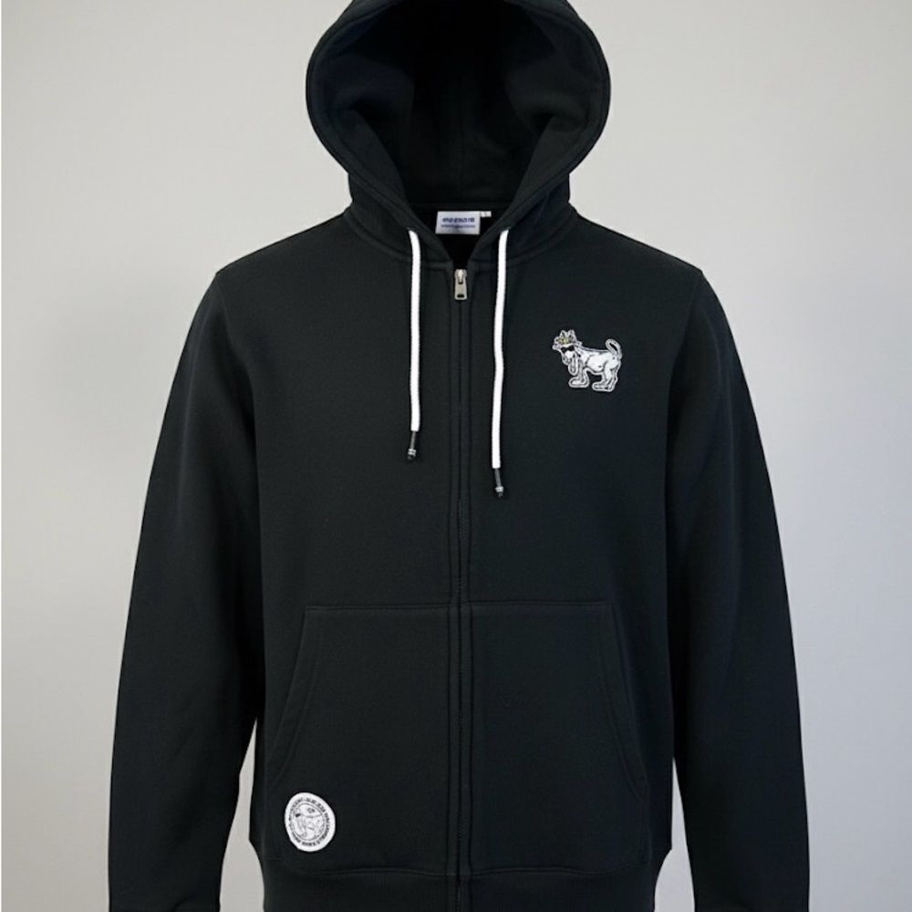 GOAT USA Men’s Black Zip-Up Hoodie with Logo Size Small